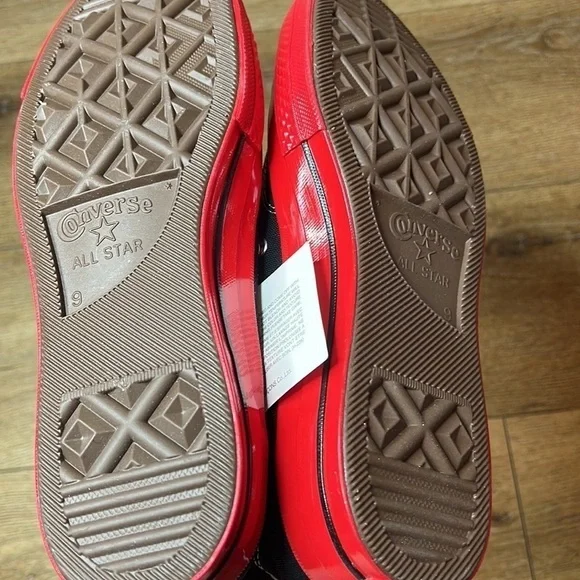 NIB Converse x Commes des Garçons Black & Red Chuck Taylor Sneakers Size 9 - Picture 7 of 11